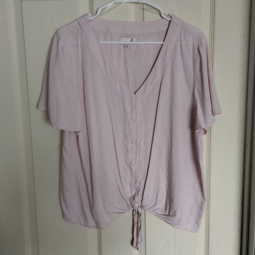 Button up v neck top